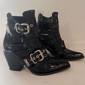 Jeffrey Campbell black booties with silver buckles - only worn once